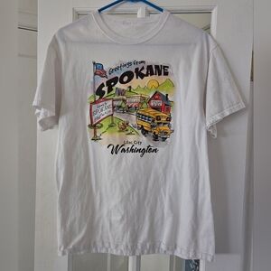 Vintage 90s Spokane WA Lilac City Travel Vacation White T-Shirt Sz Mens Medium